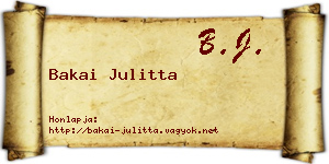Bakai Julitta névjegykártya